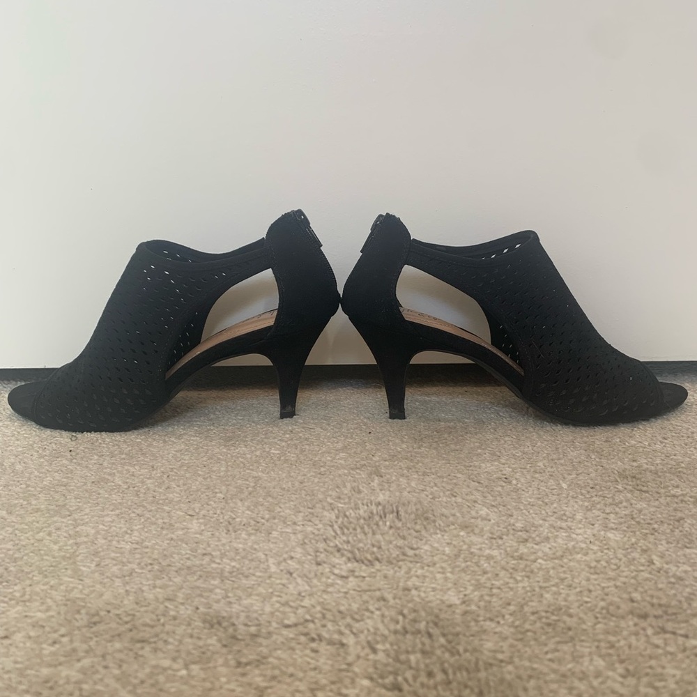 Style & Co Black Suede Heels with Open-Toe Design